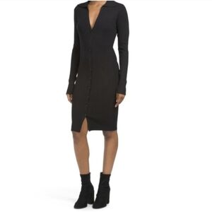 House Of Harlow Ribbed Knit Shirt Dress